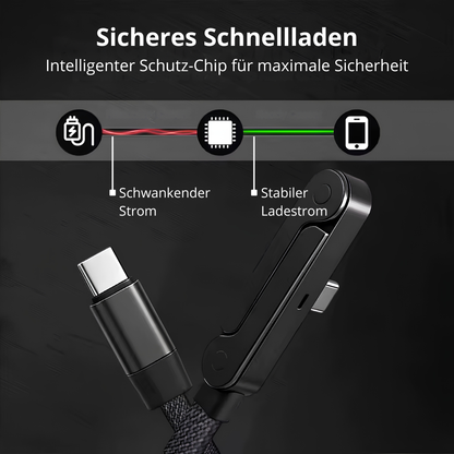 240W USB-C auf USB-C Kabel (1,5m) – Schnellladekabel mit innovativem Handy-Ständer & 180° Winkelstecker