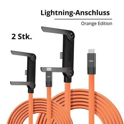 240W USB-C auf USB-C Kabel (1,5m) – Schnellladekabel mit innovativem Handy-Ständer & 180° Winkelstecker